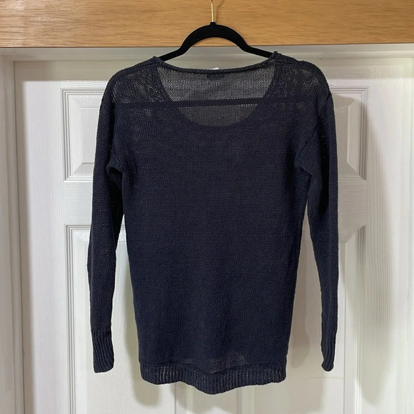 J.Crew Women’s Sweater Linen Long Sleeve Pullover Knit Dark Gray Size S - Picture 3 of 9